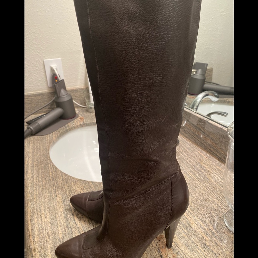 Saks Fifth Avenue Tall Chocolate All Leather Boots.